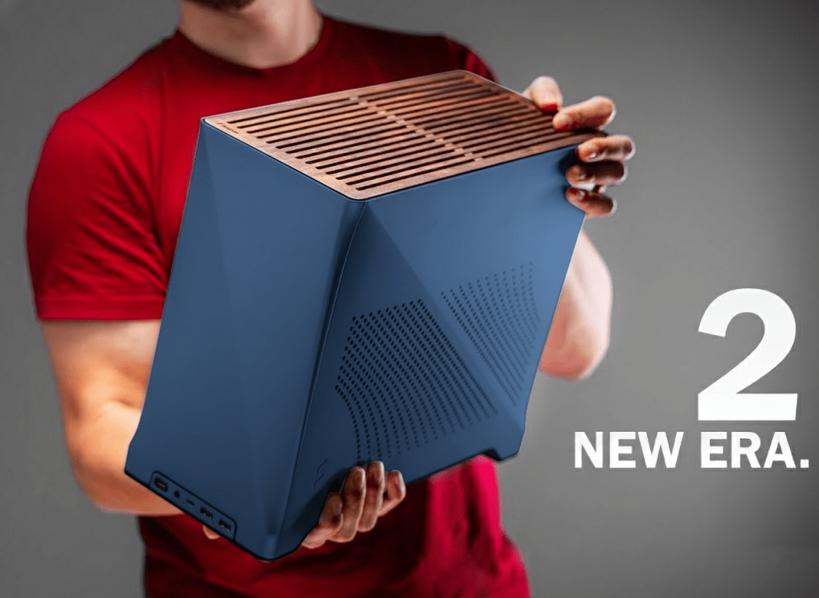 Fractal Era 2 Midnight Blue Mini-ITX Case With Anodized Aluminum Body, Walnut Top Panel, PCIe 4.0 Riser, 280 Mm AIO Support, Dual Aspect PWM Fans, 4×2.5-Inch Drive Mounts, 3-Slot GPU Support ~ FD-C-ERA2N-03