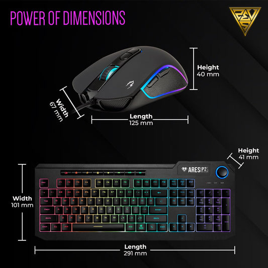 Gamdias Ares P2-Lite (2 in 1 Combo) | Full-Size RGB Membrane Keyboard & Gaming Mouse | Ergonomic Design | with Lighting Effects | Aesthetic Gaming Setup