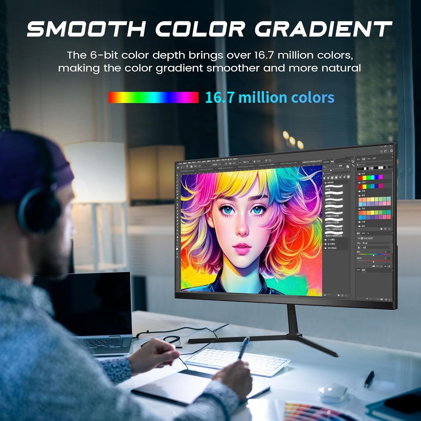 DAHUA B-Series 24” FHD Monitor , 100 Hz Micro Bezel Design VA Panel With 5MS Response , 1920 X 1080p Resolution , VESA , 178° Extra-Wide Viewing , Built-In Speakers , Anti-Blue Light Eye Protection