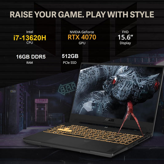 ASUS TUF F15 Military Grade Gaming Laptop | Intel® Core™ I7-13620H | RAM 16GB DDR5 | 512GB NVMe SSD | NVIDIA GeForce RTX 4070 | 15.6-Inch, FHD 144hz Display | Mecha Gray