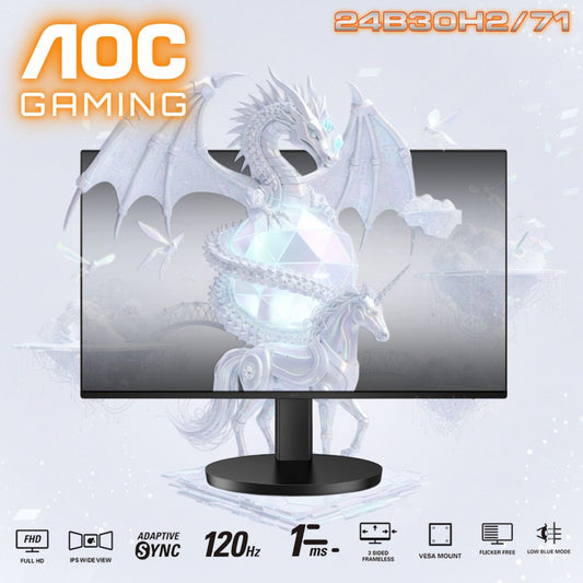 AOC 23.8-Inch Full HD IPS Monitor With 120Hz Refresh Rate, 1ms MPRT, Adaptive-Sync, HDMI 1.4, Low Blue Mode, And 3-Sided Frameless Design | 24B30H2/71