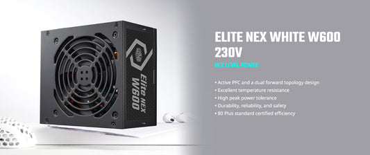ELITE NEX WHITE W700 230V NEX POWER SUPPLY ; 80 Plus Standard Certified Efficiency ; NON-MODULAR PSU ; Active PFC ; Dual Forward Topology Design ; 120MM FAN ; ATX 12V Ver. 2.41 – BLACK