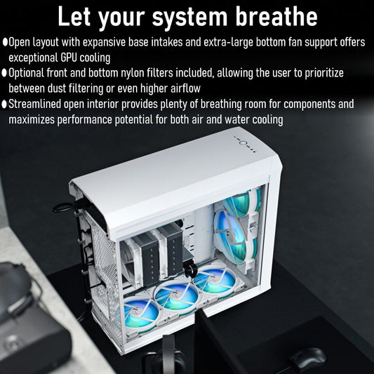 Fractal Torrent White RGB TG Clear Tint PC Case With 180 mm Prisma Fans, Extreme Airflow Design, E-ATX Support, 461 to 423 mm GPU, 420 mm Radiator Compatibility & Tempered Glass ~ FD-C-TOR1A-07