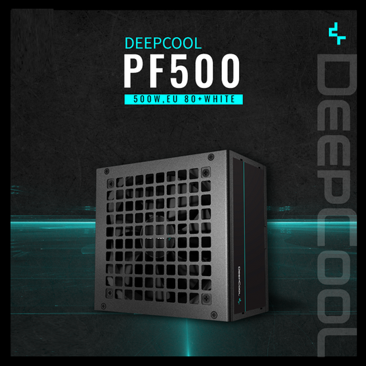 Deepcool PF500 PSU 500 Watts Power Supply Unit, 120mm Fan Size, Active PFC + Double Tube Forward, Hypro Bearing, 80 Plus Standard, 100-500ms Good Signal | R-PF500D-HA0B