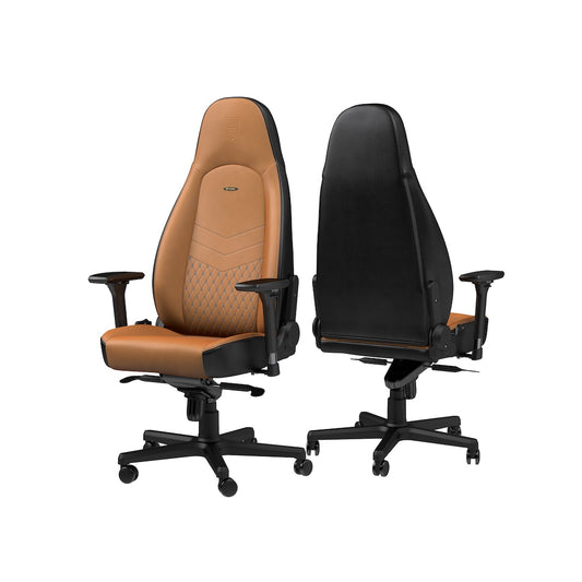 ICON REAL LEATHER COGNAC/BLACK – NOBLECHAIRS Office And Gaming Chair “AWARD WINNING”