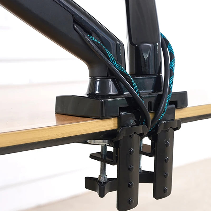Dual Monitor Desk Mount Stand Gas Spring 360 Degree Full Rotation ; Computer Monitor Arm For Two Screens 17″ – 27″ Inch With 2~9 Kg Load Capacity For Each Display ; F160