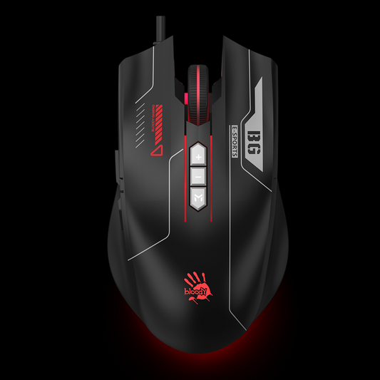 bloody ES7 RGB ESPORTS GAMING MOUSE , 6000 CPI 5-Level Adjustable , Self-Customize M Button , Bloody Esports Software , 1ms Key Response , PixArt Optical Engine Sensor – BLACK