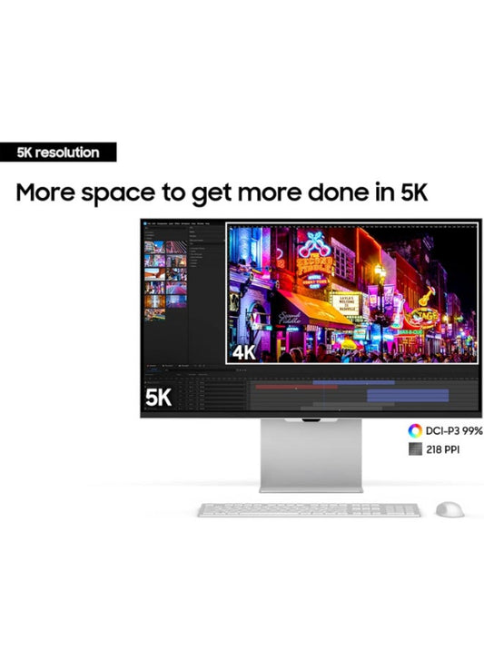 27 inch ViewFinity S9 5K QLED Matte display with Detachable Webcam Compatible with Mac Smart TV App, Bixby, Thunderbolt™ 4, Ergonomic Design, Color Support 1B Silver