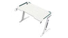 Z8-140 Z-Shaped RGB WHITE Gaming Desk – 140×60×73 cm Carbon-Fibre Surface, Dual Cable Grommets, Cup & Headphone Holders, Steel Frame Stability, Customizable RGB Edge Lighting
