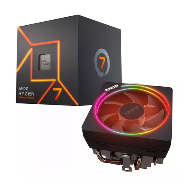 CPU AMD Ryzen 7 7700 – AMD 7000 Series Ryzen 7 7700 Desktop Processor 8 Cores 16 Threads 40 MB Cache 3.8 GHz Upto 5.3 GHz AM5 Socket Bundled With AMD Wraith Prism RGB LED CPU Heatsink Cooler (100-100000592BOX)