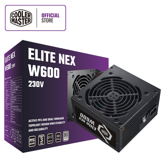 ELITE NEX WHITE W600 230V POWER SUPPLY ; 80 Plus Standard Certified Efficiency ; NON-MODULAR PSU ; Active PFC ; Dual Forward Topology Design ; 120MM FAN ; ATX 12V Ver. 2.41 – BLACK