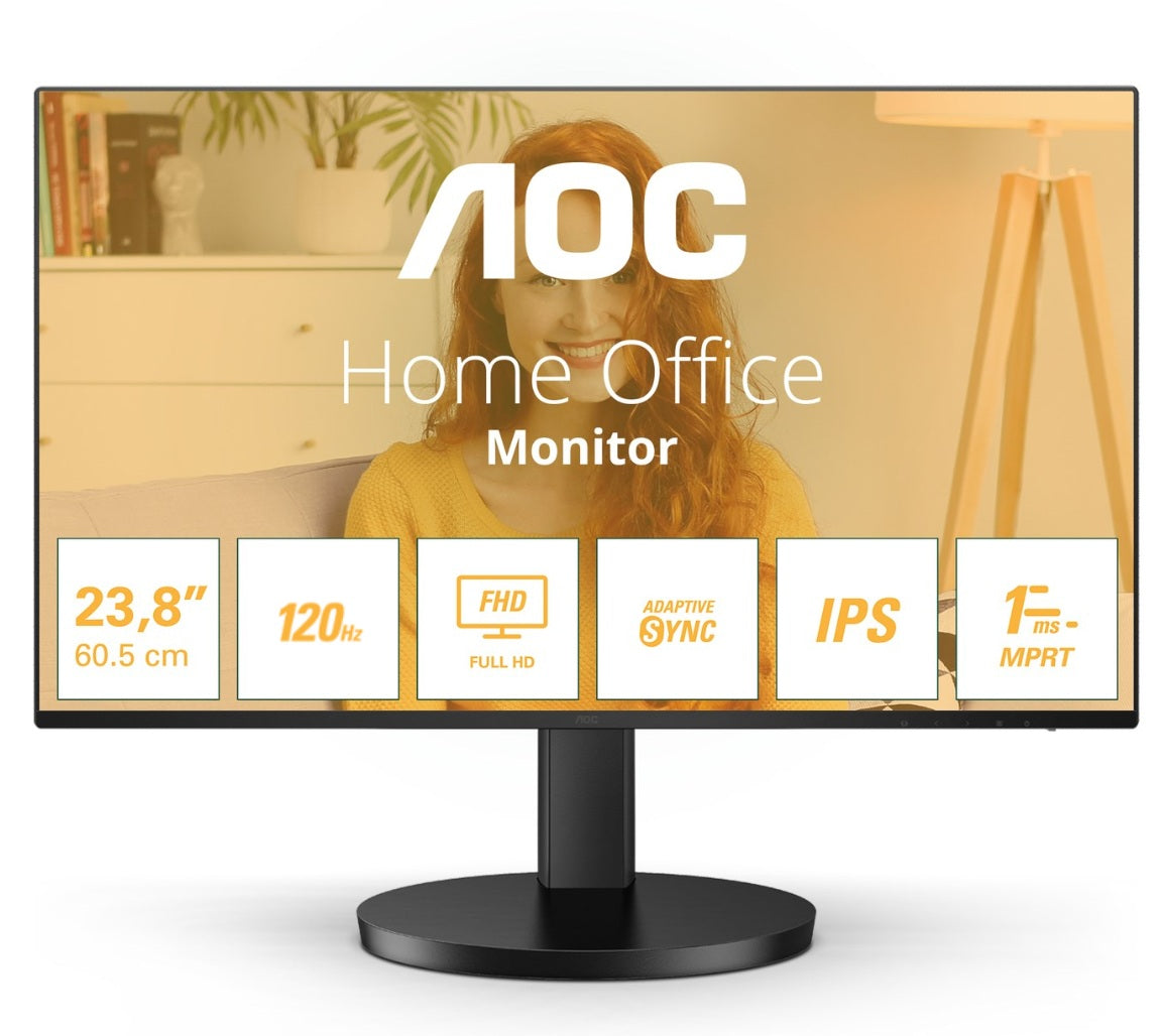 AOC 23.8-Inch Full HD IPS Monitor With 120Hz Refresh Rate, 1ms MPRT, Adaptive-Sync, HDMI 1.4, Low Blue Mode, And 3-Sided Frameless Design | 24B30H2/71