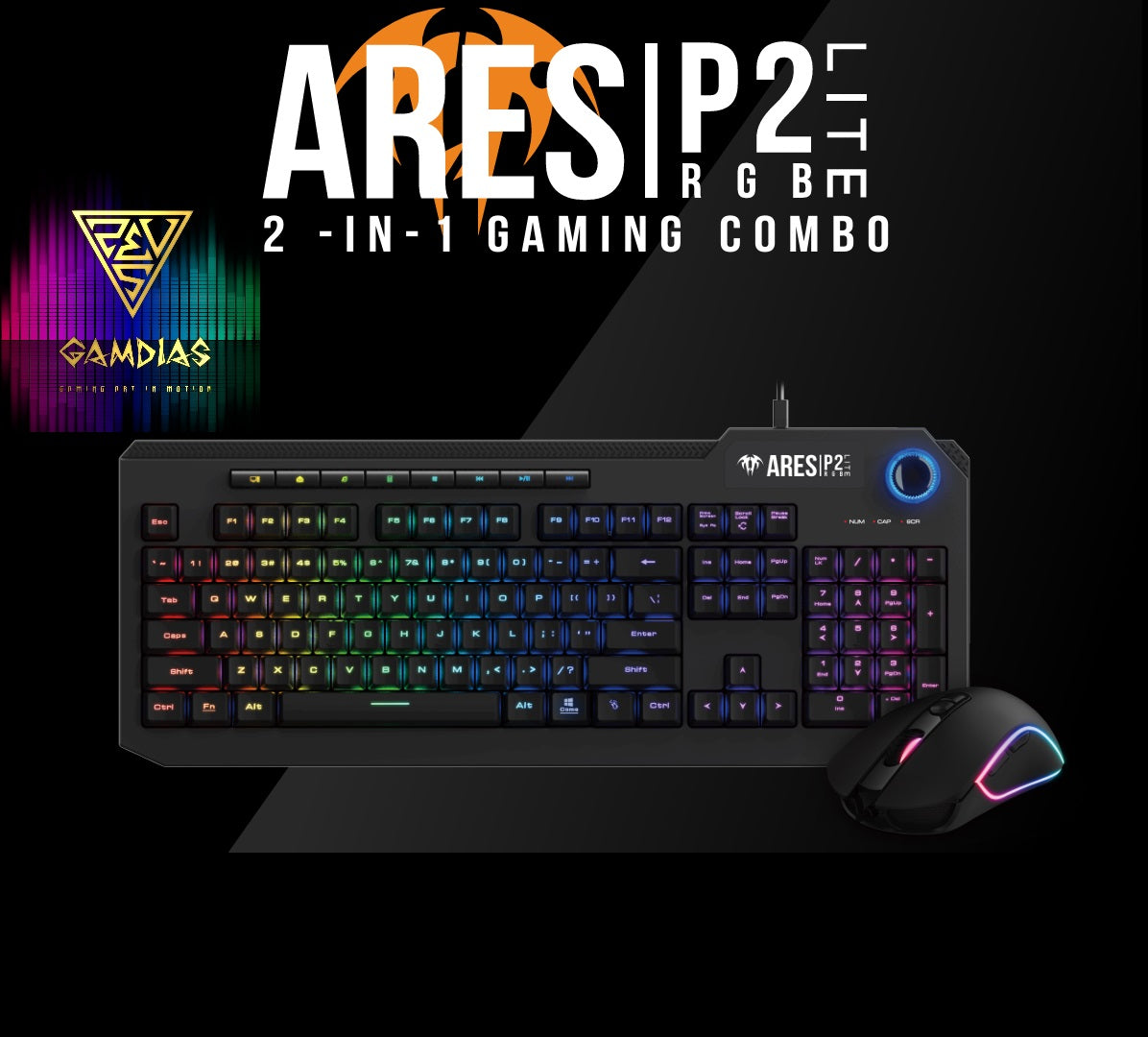 Gamdias Ares P2-Lite (2 in 1 Combo) | Full-Size RGB Membrane Keyboard & Gaming Mouse | Ergonomic Design | with Lighting Effects | Aesthetic Gaming Setup