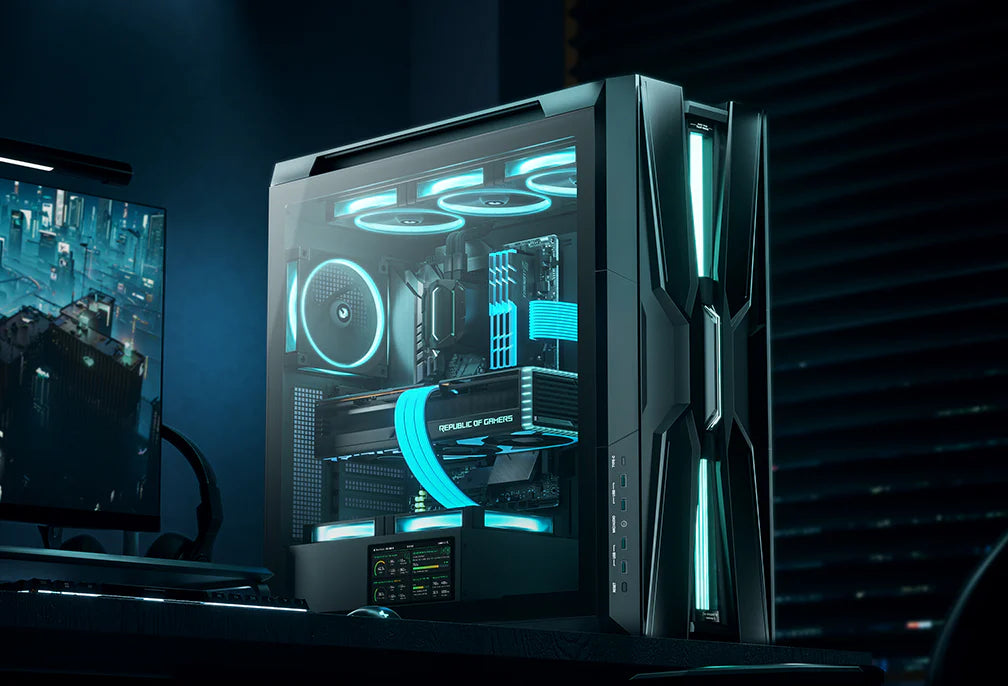 DeepCool GENOME III Full-Tower PC Case With Integrated 420mm AIO Liquid Cooling, 5.5-Inch LCD Screen, E-ATX Support, Anti-Leak Reservoir & Premium RGB Design