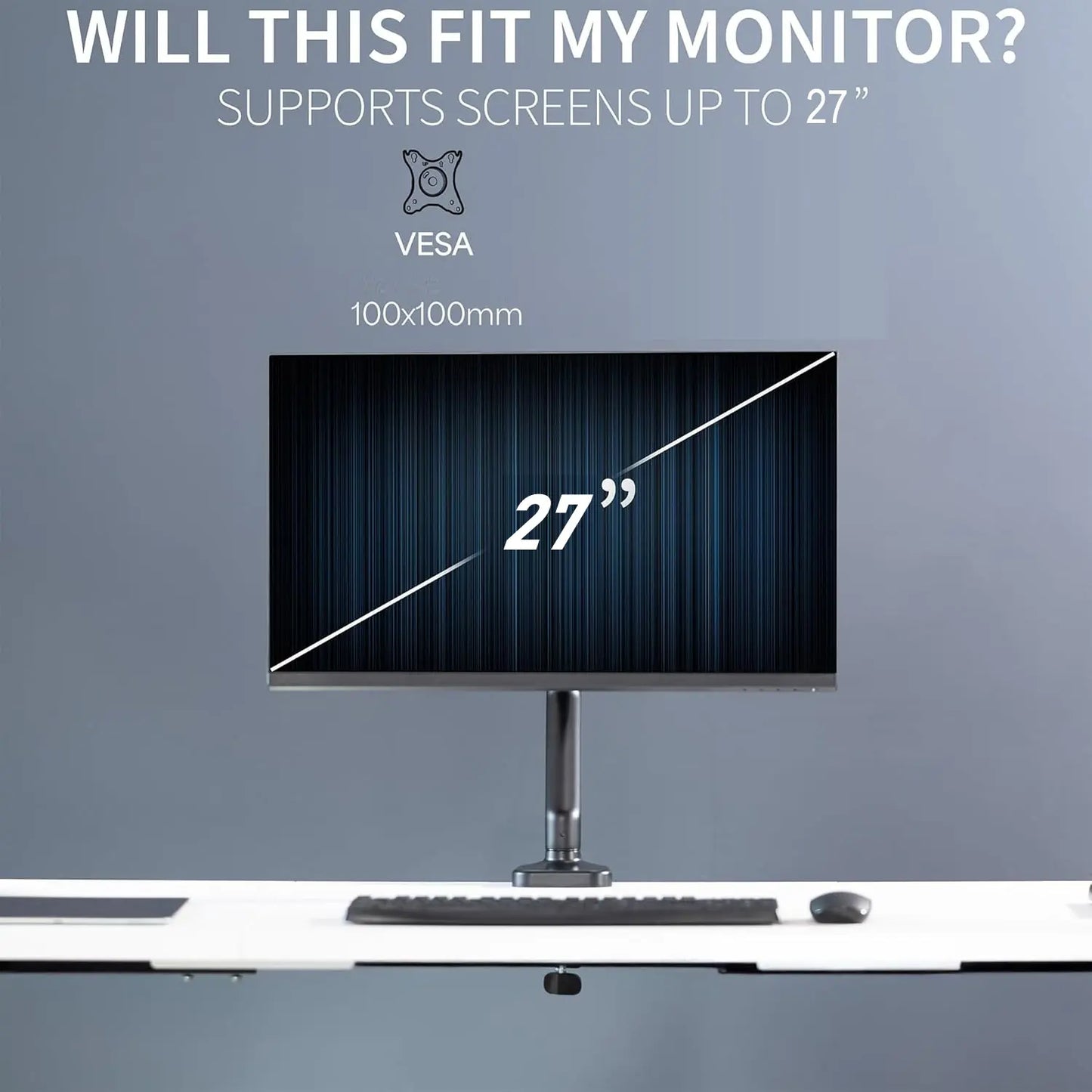 Micron TV Desk Stand 13″-27″ – Mechanical Arm Monitor Mount With USB 2.0 & Audio Port, 2-6.5kg Load, Height Adjustable, VESA 100×100, C-Clamp | Black MCR-MSE01