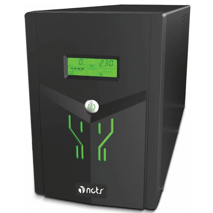 NCTS QSTROM PRO 3000VA/1800W Line Interactive UPS with AVR, Simulated Sinewave Output, Fast Recharge, Full Protection, LCD Display, 12V 9A x4 Batteries , Off-Mode Charging & Generator Compatibility for Personal Computers