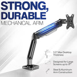 Micron TV Desk Stand 13″-27″ – Mechanical Arm Monitor Mount With USB 2.0 & Audio Port, 2-6.5kg Load, Height Adjustable, VESA 100×100, C-Clamp | Black MCR-MSE01