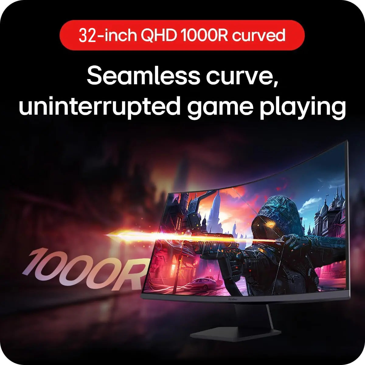 LG 32″ UltraGear™ QHD 180Hz 1ms VA Curved Gaming Monitor with HDR10, AMD FreeSync™, 99% sRGB, Dynamic Action Sync, Crosshair, and Three-Side Virtually Borderless Design