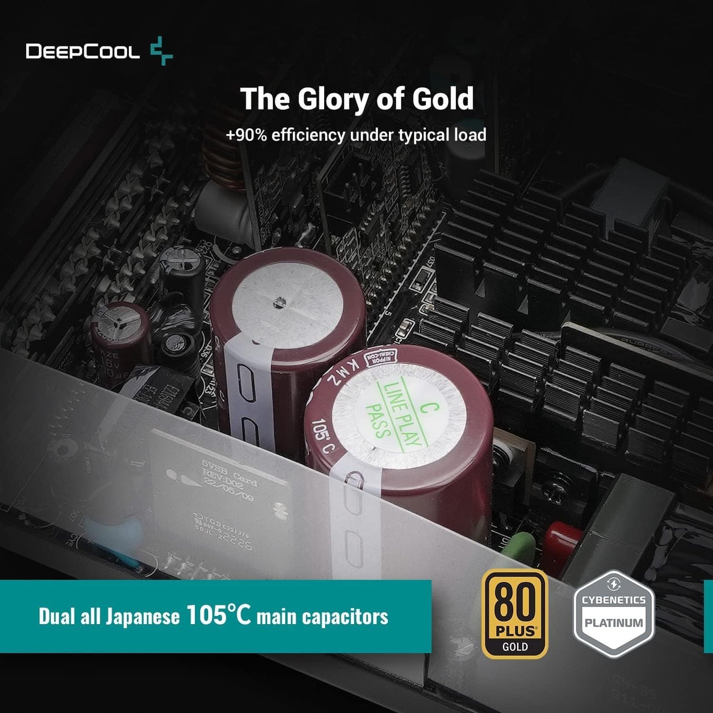 DeepCool PX1000G Power Supply 1000w ATX 3.0 Fully Modular 80 PLUS Gold PSU Cybenetics Platinum With PCI-E Gen 5.0 12VHPWR Ports And 105℃ Japanese Capacitors Hybrid Mode 135mm FDB Fan