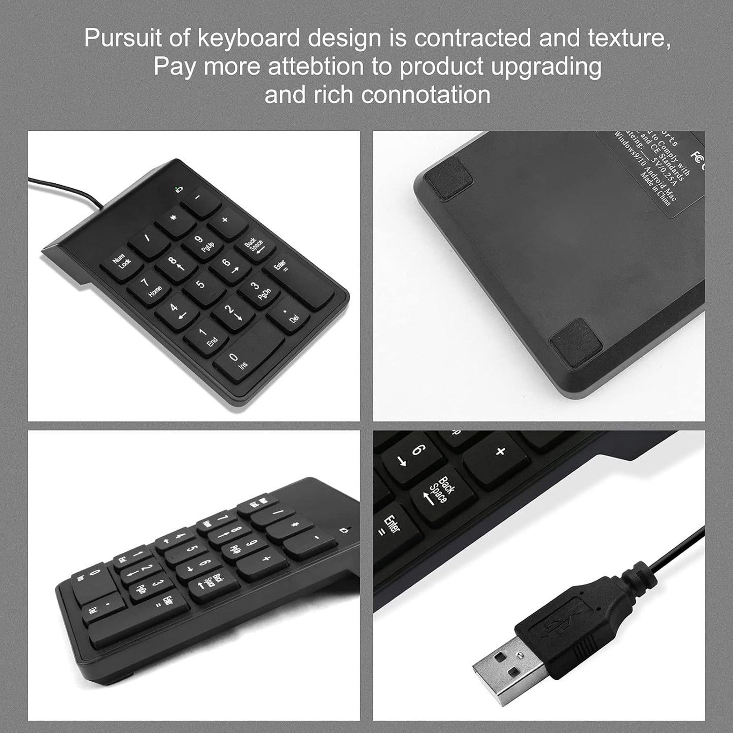 Mini Slim Wired USB Numeric Digital Keyboard Number Pad (18 Keys)