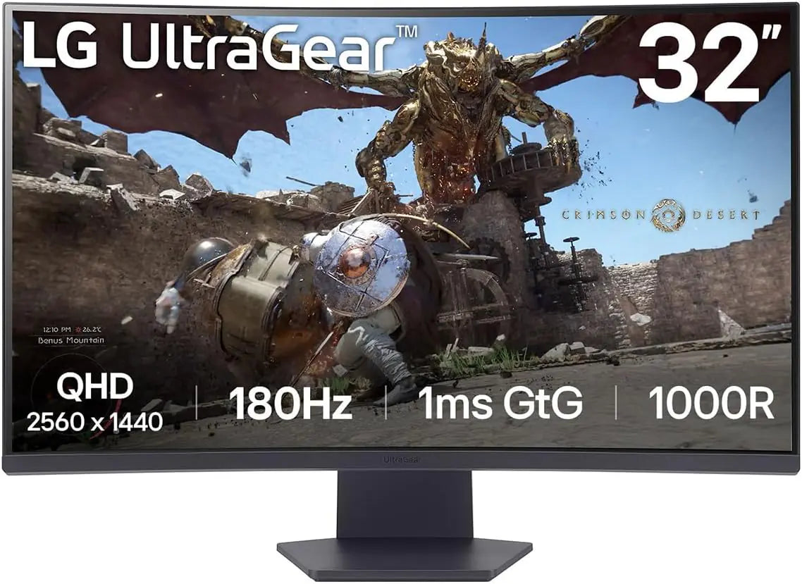 LG 32″ UltraGear™ QHD 180Hz 1ms VA Curved Gaming Monitor with HDR10, AMD FreeSync™, 99% sRGB, Dynamic Action Sync, Crosshair, and Three-Side Virtually Borderless Design