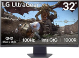 LG 32″ UltraGear™ QHD 180Hz 1ms VA Curved Gaming Monitor with HDR10, AMD FreeSync™, 99% sRGB, Dynamic Action Sync, Crosshair, and Three-Side Virtually Borderless Design