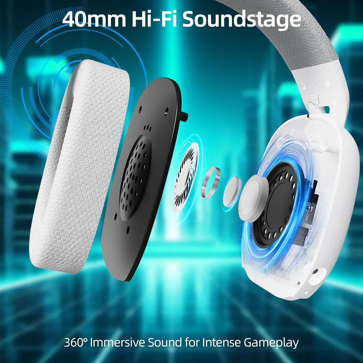 Attack Shark L80 PRO Wireless Gaming Headset – Tri-Mode 2.4GHz/Bluetooth/Wired, Dual Built-in & Detachable Microphone, 40mm Hi-Fi Drivers, Ergonomic Lightweight Design, Long Battery Life