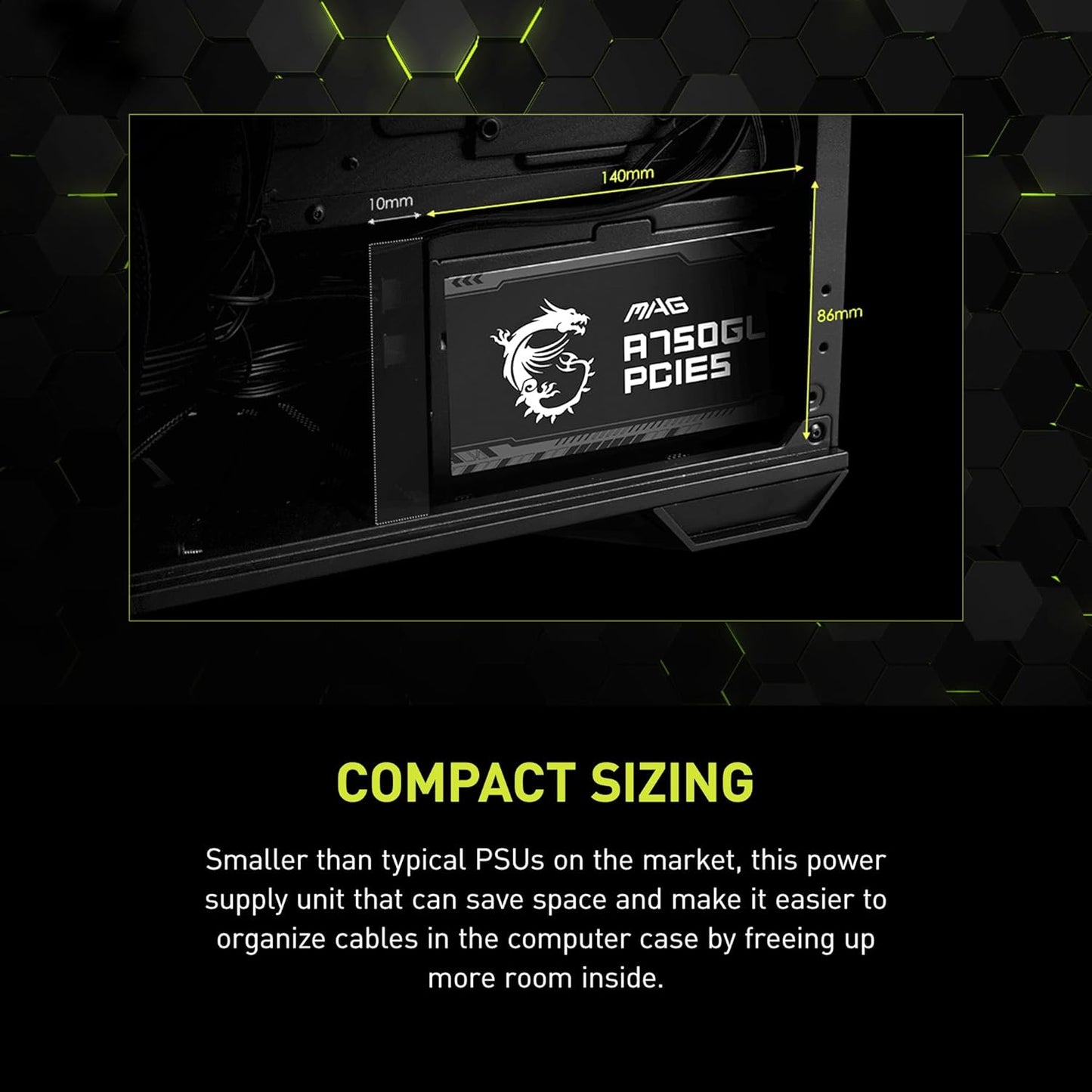 MSI MAG A750GL PCIE 5 & ATX 3.0 Gaming Power Supply – Full Modular – 80 Plus Gold Certified 750W -Supports NVIDIA® GeForce RTX 40 Series Graphics Cards –  Black