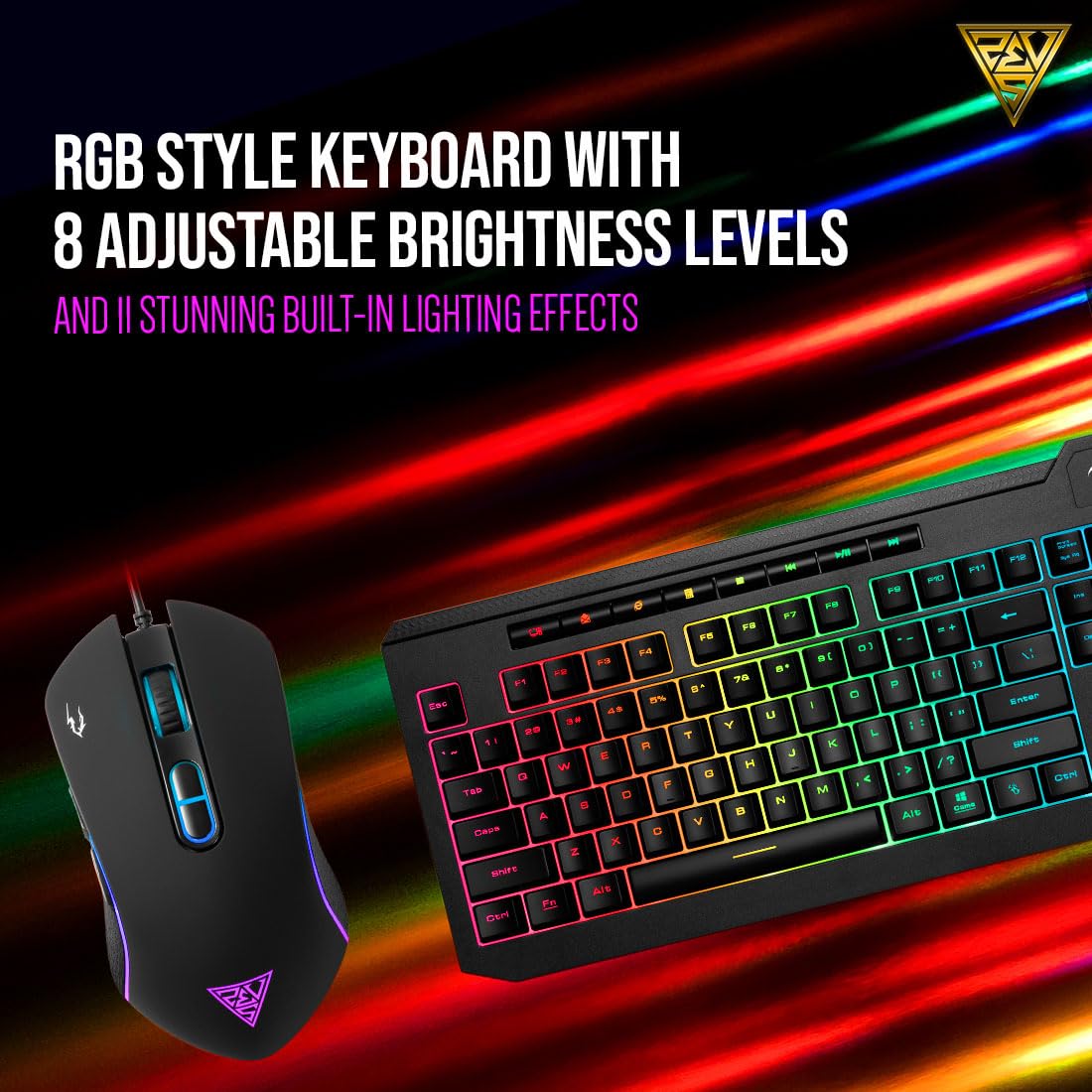 Gamdias Ares P2-Lite (2 in 1 Combo) | Full-Size RGB Membrane Keyboard & Gaming Mouse | Ergonomic Design | with Lighting Effects | Aesthetic Gaming Setup