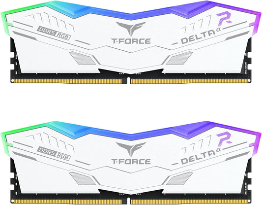 TEAMGROUP T-FORCE DELTA Alpha RGB DDR5 Ram 32GB Kit (2x16GB) 5600MHz CL40 1.2V AMD Expo Compatible Desktop Memory Module Ram – White – FF8D532G5600HC40BDC01