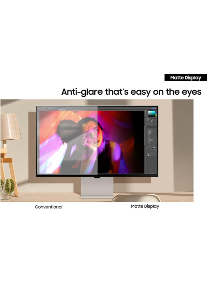 27 inch ViewFinity S9 5K QLED Matte display with Detachable Webcam Compatible with Mac Smart TV App, Bixby, Thunderbolt™ 4, Ergonomic Design, Color Support 1B Silver