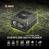 MSI MAG A750GL PCIE 5 & ATX 3.0 Gaming Power Supply – Full Modular – 80 Plus Gold Certified 750W -Supports NVIDIA® GeForce RTX 40 Series Graphics Cards –  Black