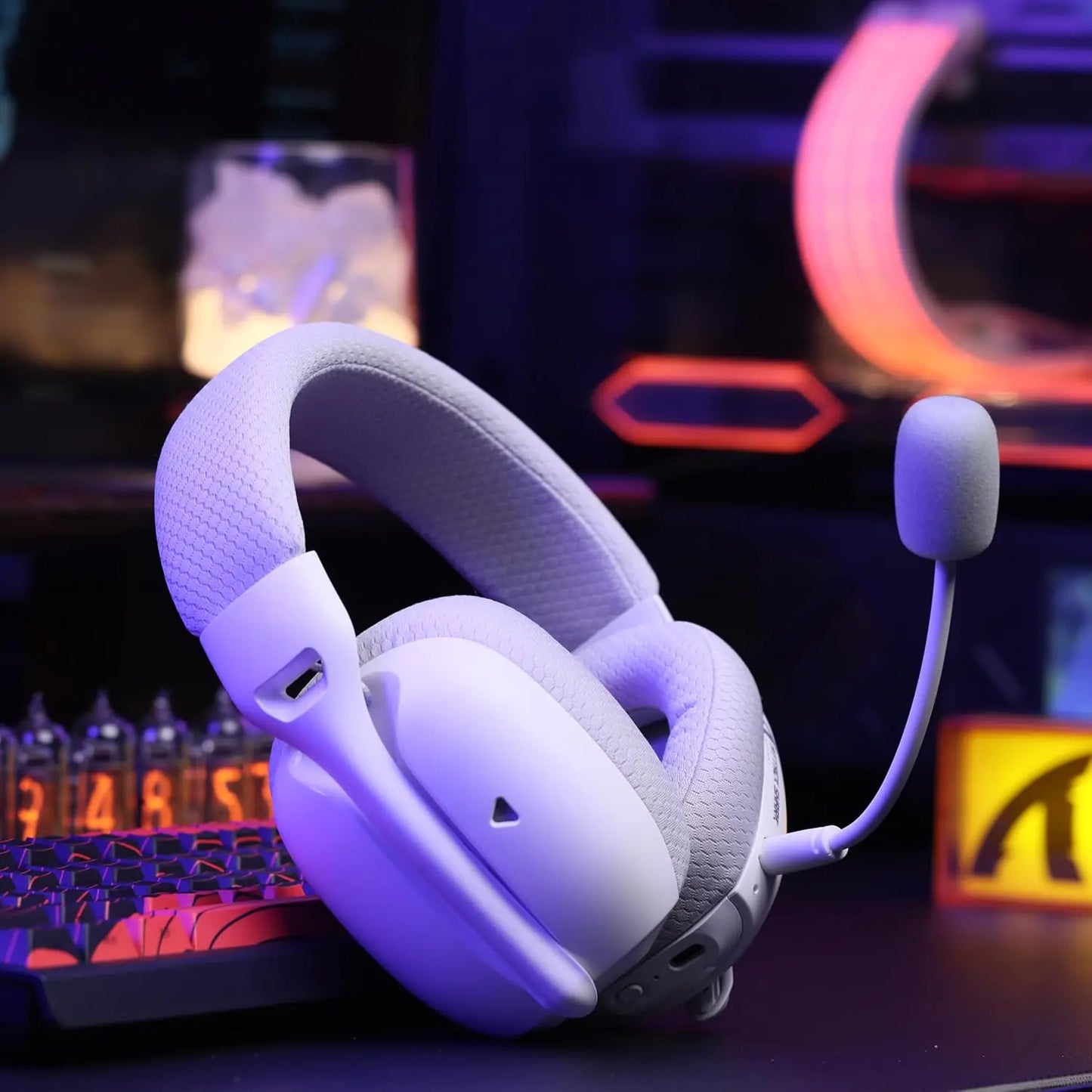 Attack Shark L80 PRO Wireless Gaming Headset – Tri-Mode 2.4GHz/Bluetooth/Wired, Dual Built-in & Detachable Microphone, 40mm Hi-Fi Drivers, Ergonomic Lightweight Design, Long Battery Life