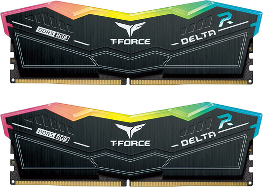 TEAMGROUP T-Force Delta RGB DDR5 Ram Kit 32GB (2x16GB) 5600MHz PC5-44800 CL32 Desktop Memory Module Ram For 600 700 Series Chipset XMP 3.0 Ready Black – FF3D532G5600HC32DC01