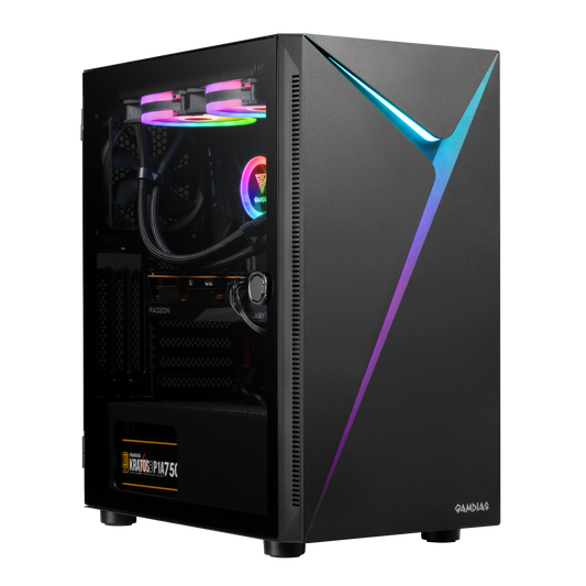 GAMDIAS ARGUS E4 ELITE GAMING ARGB PC CASE , Sync With 5V ARGB Motherboard , Tempered Glass , Up To ATX Motherboards , 1 Built-In 120mm Rear Fan – BLACK
