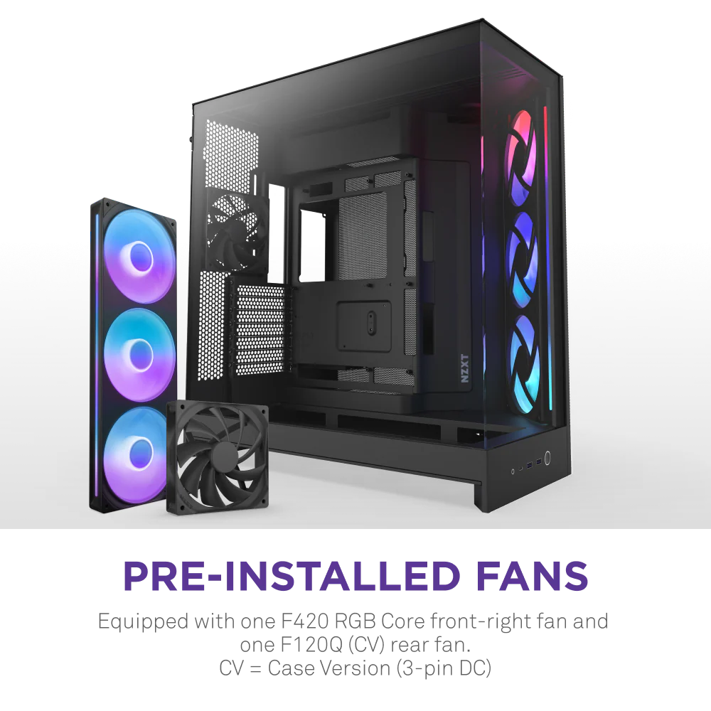 NZXT H9 Flow RGB Large Dual-Chamber Mid-Tower ATX Airflow BLACK Case With Mesh Panels, 10-Fan Support, 420mm Radiator Space, 435mm GPU Clearance, And Back-Connect Ready