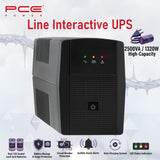 PCE V8 2500VA 1320W Line Interactive UPS : Battery Backup & Surge Protection,  Dual 12V Sealed Lead-Acid Batteries,  LED Indicators, Auto Restart , Surge Protection