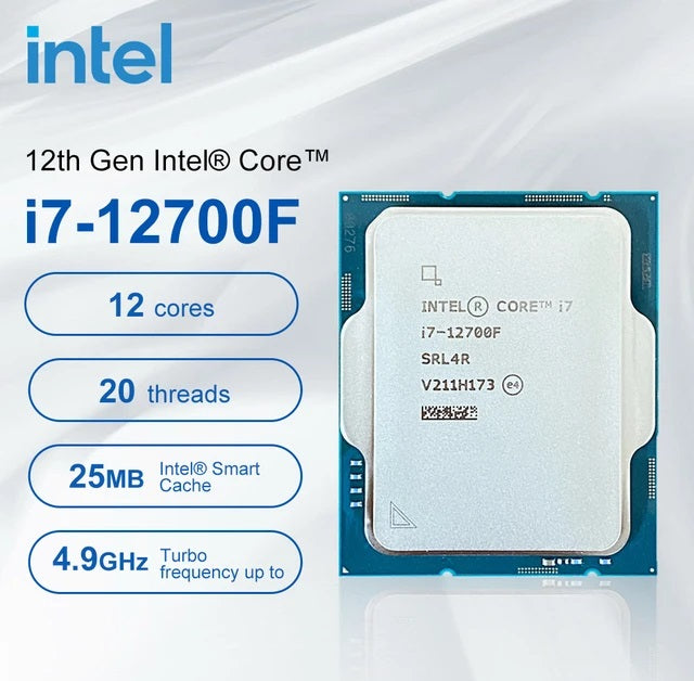 Intel Core I7-12700F – CPU Core I7 12th Gen Alder Lake 12-Core (8P+4E) 2.1 GHz LGA 1700 65W Desktop Processor –  TRAY