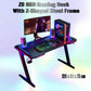 Z8 RGB Gaming Desk  With Z-Shaped Steel Frame, 120CM Carbon Fiber Surface, 4+3 LED Colors, Headset Hook, Cup Holder, ABS Armor, Anti-Pressure Feet – Black & Red