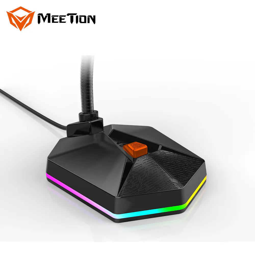 MEETION MC13 RGB USB Gaming Microphone | 360° Gooseneck, Noise Reduction, Omnidirectional Pickup, High-Performance Chip, Plug & Play, One-Key Mute, 2.2m Cable, Black