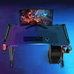 Z8 RGB Gaming Desk  With Z-Shaped Steel Frame, 120CM Carbon Fiber Surface, 4+3 LED Colors, Headset Hook, Cup Holder, ABS Armor, Anti-Pressure Feet – Black & Red