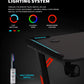 Z8 RGB Gaming Desk  With Z-Shaped Steel Frame, 120CM Carbon Fiber Surface, 4+3 LED Colors, Headset Hook, Cup Holder, ABS Armor, Anti-Pressure Feet – Black & Red
