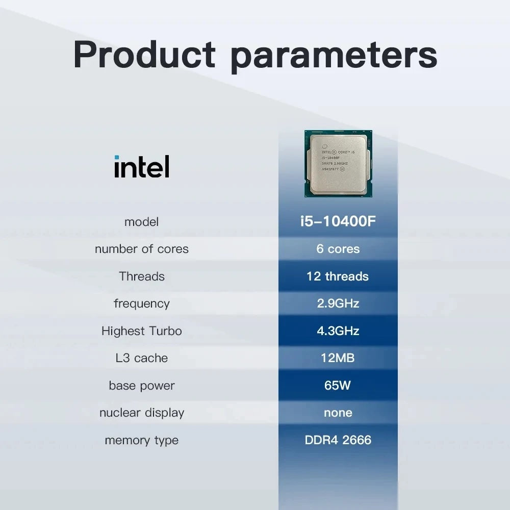 Intel Core I5-10400F 6 Cores Up To 4.3 GHz “TRAY”