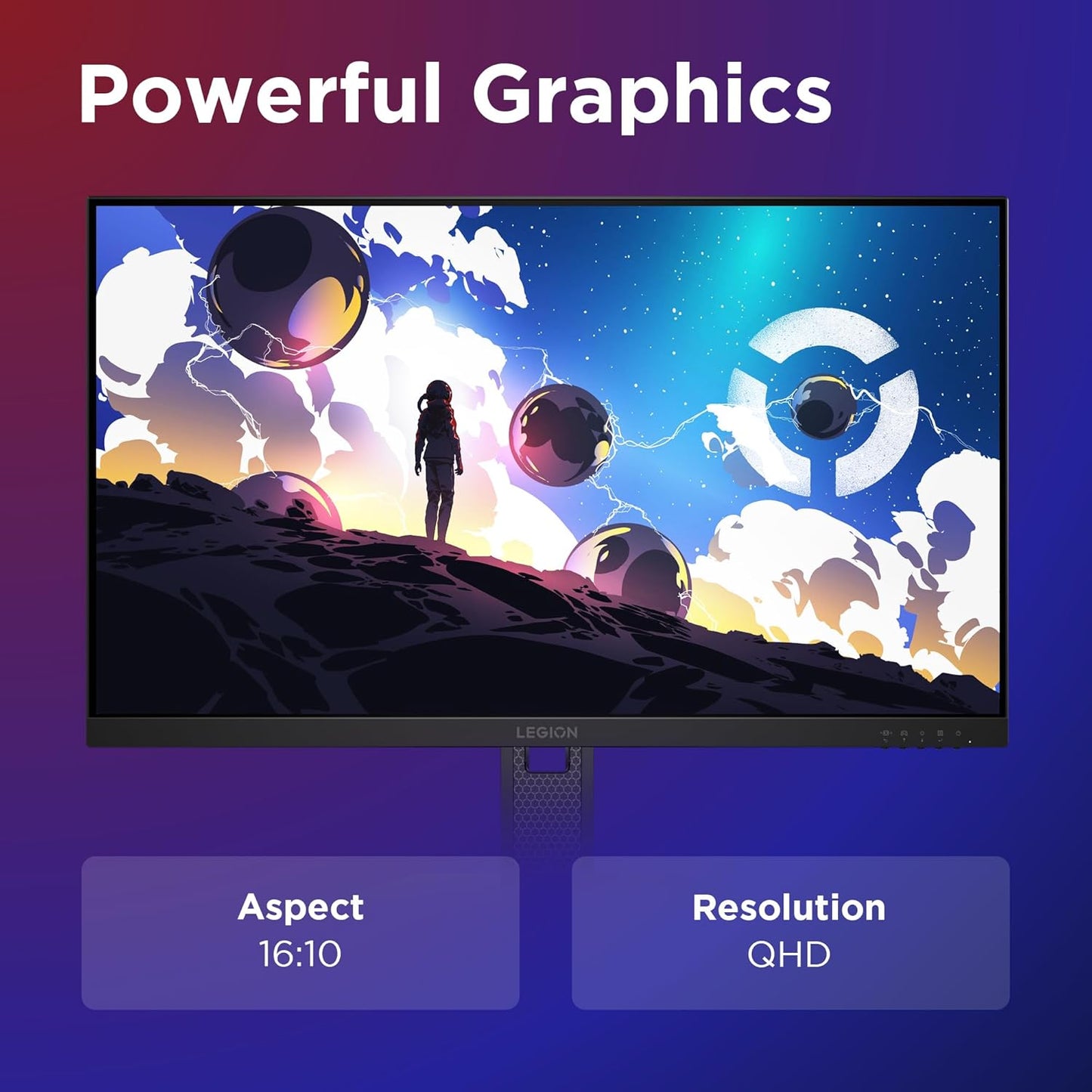 Lenovo Legion 27Q-10 27-inch IPS QHD 240Hz Gaming Monitor , 0.5ms MPRT, FreeSync Premium, G-SYNC Compatible, 99% sRGB , HDR10 Compliance , Tilt – Swivel – Height Adjustable | 68C6GAC4EU