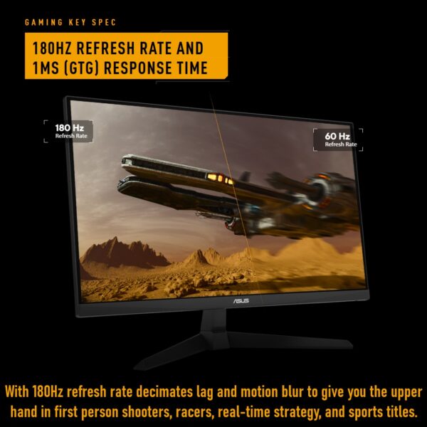 ASUS TUF Gaming VG249Q3A 24″ FHD Fast IPS 180Hz Gaming Monitor – 1ms GTG, FreeSync Premium, ELMB, Variable Overdrive, 99% sRGB, Shadow Boost, Dual HDMI, DisplayPort, Speakers | 6 MONTHS WARRANTY