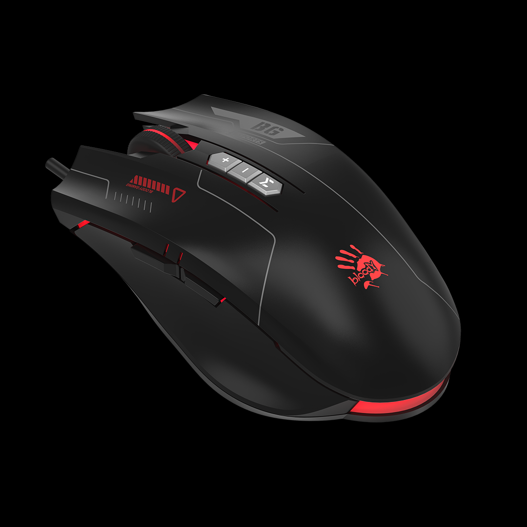 bloody ES7 RGB ESPORTS GAMING MOUSE , 6000 CPI 5-Level Adjustable , Self-Customize M Button , Bloody Esports Software , 1ms Key Response , PixArt Optical Engine Sensor – BLACK