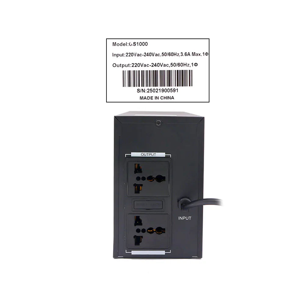 BLUE TECH GS1000 Offline UPS – 1000VA Capacity, PS4 Compatible, Microprocessor Control, Boost & Buck AVR, Auto Restart, Cold Start, Generator Support