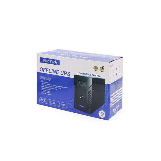 BLUE TECH GS1000 Offline UPS – 1000VA Capacity, PS4 Compatible, Microprocessor Control, Boost & Buck AVR, Auto Restart, Cold Start, Generator Support