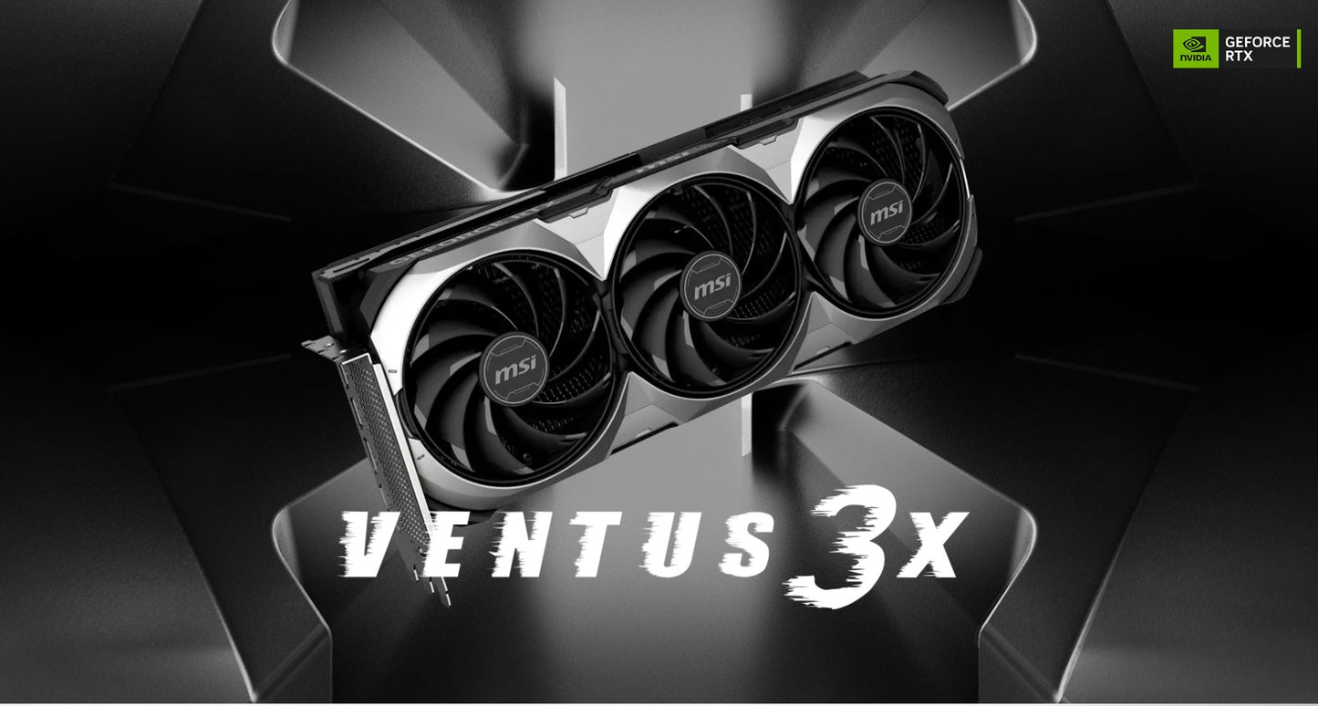 MSI GeForce RTX 4070 Ti SUPER VENTUS 3X OC Graphics Card, 16GB GDDR6X 256-Bit Memory, 2640 MHz Boost Clock, 21Gbps Mmeory Speed, 8448 CUDA, PCI E Gen 4, DPx 3 / HDMI X 1 | 912-V513-627